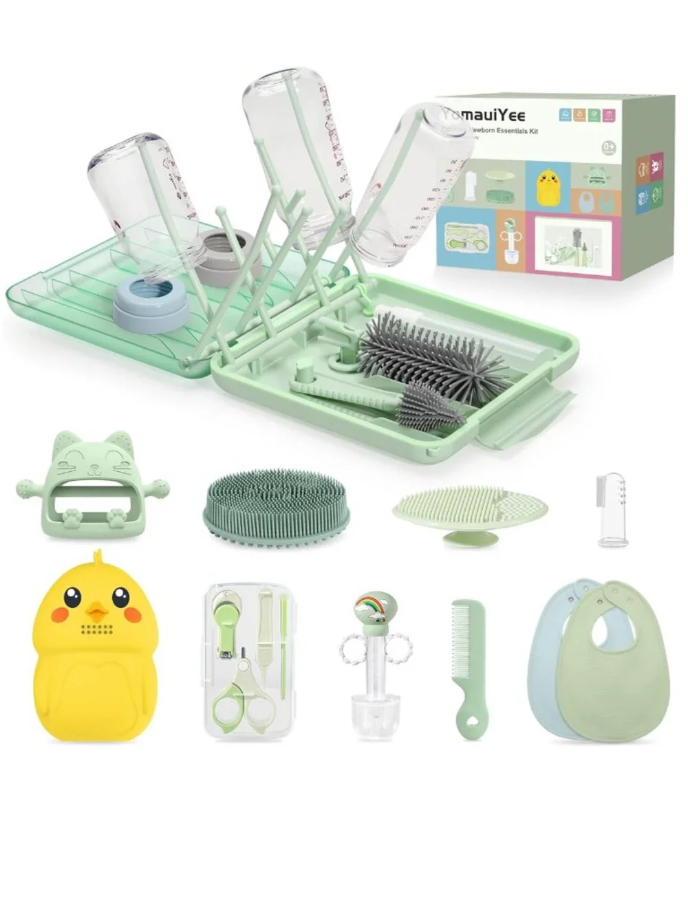 NEW 19 Piece Newborn New Baby Grooming Essentials Kit Bath Brush Bib Nail Needs